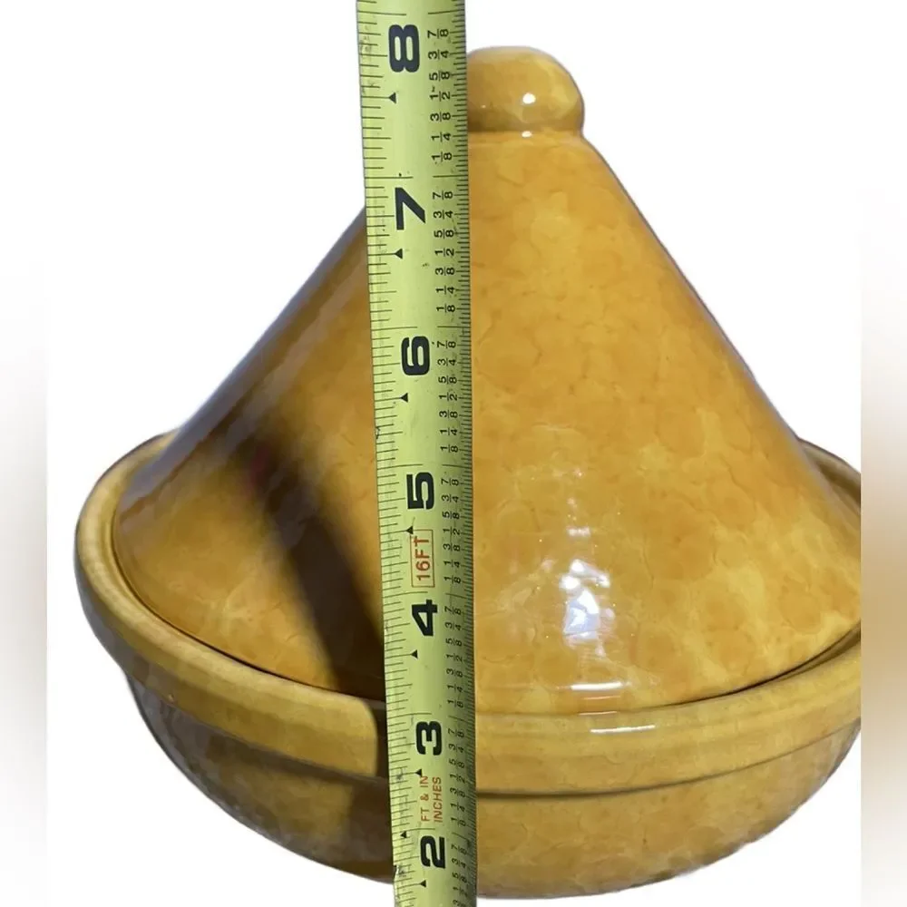 Vintage Traditional Moroccan Mustard Yellow Tagine Cooking Pot (Made in Italy)